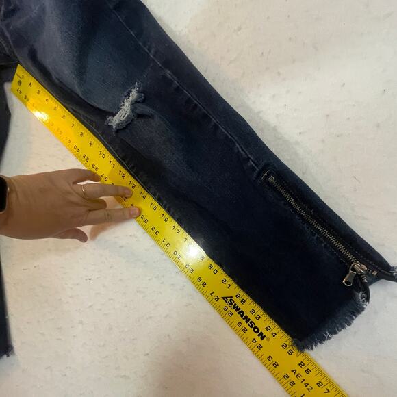 KanCan Skinny Blue Jeans Women Junior 13/30 Zip Ankle Ripped Knees Stretch Denim - Picture 12 of 12